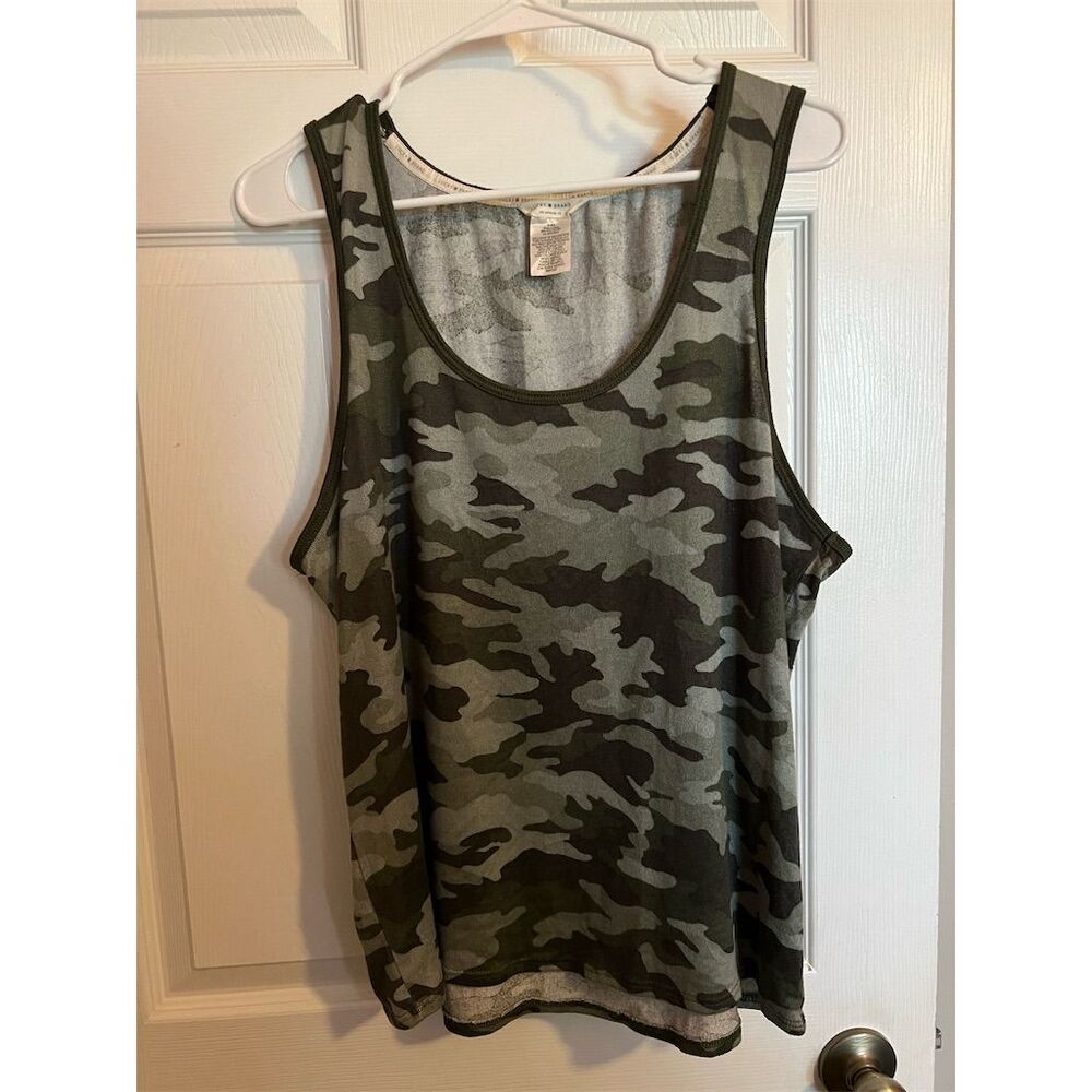 Lucky Brand Women's Green Camo Sleeveless Tank Top Size XL Casual Summer